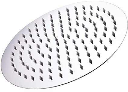 Regenduschkopf, Chrom, ultradünn, rund, für tolle Duscherlebnisse, druckverstärkend, fester Duschkopf, einfach zu installieren und zu reinigen, hochwertiger Regenduschkopf, 40,6 cm