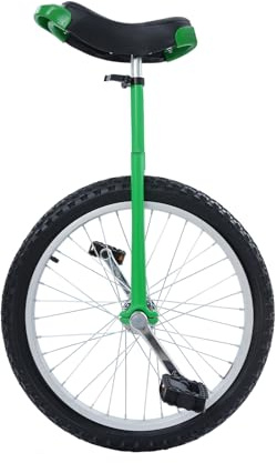 TENNIEX Monociclo de rueda de 20 pulgadas, altura ajustable, bicicleta de una rueda con rodamiento silencioso para adultos y niños, ejercicios de ciclismo, equilibrio, color verde