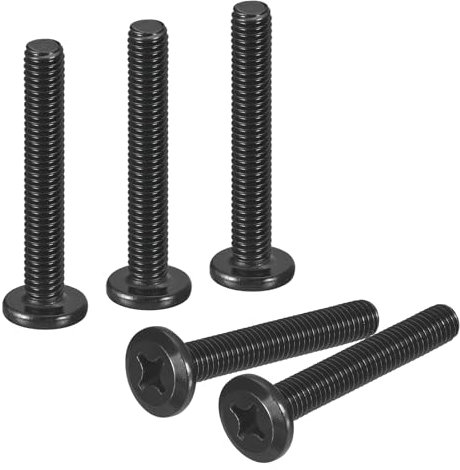 sourcing map 20 viti a testa rotonda piatta M6-1,0 x 40 mm, viti a testa piatta a testa tonda in acciaio inossidabile 304, viti a testa svasata Phillips, filettatura completa, ossido nero