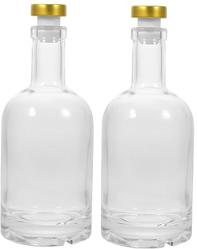 Mikikit Juego de 2 Botellas de Licor de Vidrio Transparente de 200ml Base Gruesa, Fácil de Limpiar, Adecuado para Uso en Casa o Club