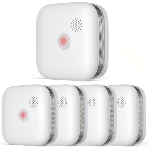 5 Pack SECAIR Smoke Alarm, 10 Year Sealed Non-Replaceable Lithium Battery EN 14604 Certified, Remote Hush Function Mini Fire Detector for Home Flats & Rental Properties