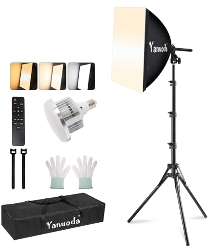 40x40cm Professional Softbox Lighting Kit - 95W LED Bulb (3000-7500K, E27) - Studio Light for Photography, Video Recording, Live Streaming, Portrait Shooting