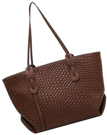 Vesidoloy Geflochtene Taschen | Leder Tragetasche für Damen,Groß Leicht Falbar Für Urlaub Einkaufen Arbeit Und Freizeit