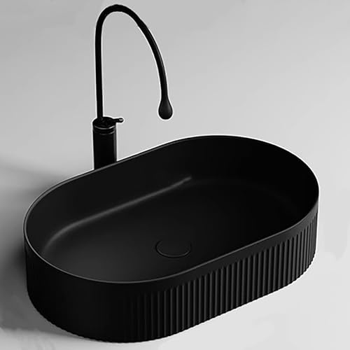 Lavandino da Appoggio Sopra il Piano, Moderno Lavatoio Ceramica in Porcellana Bianca, Lavandini Bagno Sopra il Piano, per Hotel, Servizi Igienici, Lavabi(Small)