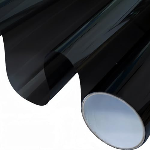 Film Solaire Anti Chaleur 90 x 250 cm Film Adhesif Effet Miroir D'Intimité Filtre Fenetre Anti Regard Chaleur UV Opaque pour Vitre pour Fenêtre Maison Bureau, Noir