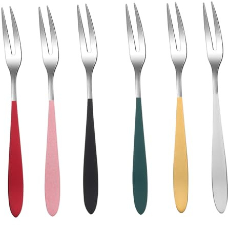 Forchette per Frutta in Acciaio Inossidabile 6 Pezzi, Design a Due Punte