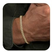 ESHIONER Bracciale Uomo Acciaio Titanio Argento Oro Cubana Italiano Catena Curb Link Bracciale Resistente Non sbiadisce 7-8.5 pollici Regalo per figli papà fratelli mariti gioielli uomo