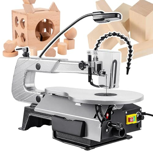 Scroll Saw/Electric Fret Saw - with Led Light and 20 Saw Blades | 2.2 Cutting Height | Stepless Variable Speed Control | 0–45° Tilting Table | for Woodworking, Crafting and DIY