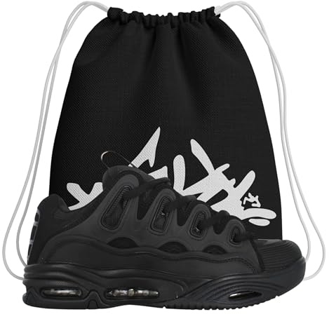Chaussures de Skateboard - Osiris D3 2001 Black/Black/Black Gymnastique - Amortisseurs et Résistants - Style Chunky Années 2000 - Plus Sac, Noir , 38.5 EU