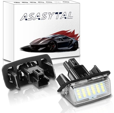 Asasytal registreringsskyltbelysning kompatibel med Camry, Yaris/XP21, Auris E180, Corolla typ E210 TS Touring Sports etc., felfri Canbus registreringsskyltbelysning, 6000 K ljusa vita lampor, 2