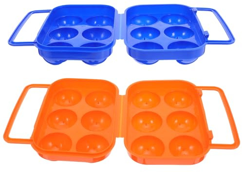 ANDRESLAD Huevera para Nevera 12 Huevos 6 Azul 6 Naranja de Plástico Portátil con Cierre Seguro Organizador para Camping Picnic y Almacenamiento en Refrigerador Bandeja Dividida para