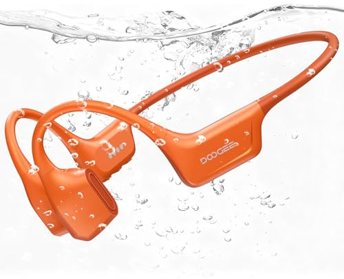 DOOGEE Knochenleitungskopfhörer IP68 wasserdichte Schwimm-Kopfhörer,10H Battery Bluetooth 5.4 Life Sports Running,64 GB Speicherplatz, MP3-Dualmodus Cycling,Underwater Swimming,Fitness