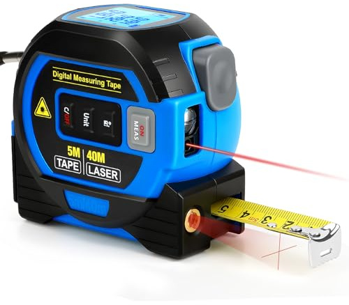 3-in-1 Laser Tape Measure with Cross Line Level, Digital Laser Measurement Tool 131ft/40m Laser Distance+16ft/5m AutoLock Tape | Backlit LCD Display (Ft/Inch/M/mm) | for road engineering, residential