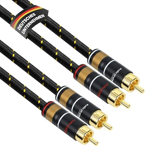 audio pirates 2x2 RCA överklass Hifi Cinch-kabel | 0,5m | Stereo ljudkabel | OFC-koppar | OD: 7mm | Nylonfodral | 24K guldkontakter | Hifi, hemmabio, bil | PERFECT COLLECTION