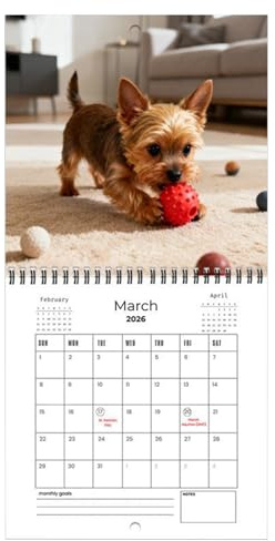 Djowyh Calendario Canino - Organizador con Diseño de Animales | Calendario De Pared 2026 De 12 Meses | para Salón Cocina Dormitorio Oficina y Espacios de Trabajo