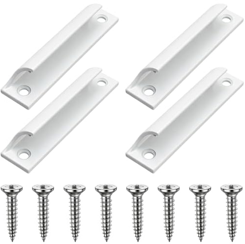 BrKern 4 Balkontürgriff Außen Weiß Mit Schrauben | Aluminiumlegierung Griff, Terrassentürgriff Außen, Schiebetürgriff, Schrankgriff, Balkontürgriff Außen Weiß