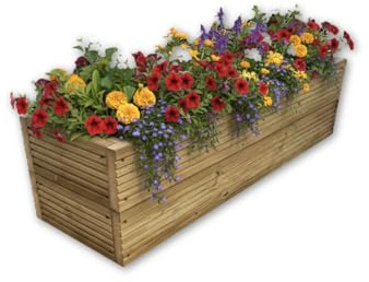 Wooden Outdoor Garden Planter Box, 3ft, 70L Capacity, Built-In Drainage, Tanalised Decking Board, 95cm, for Veg, Plants and Flowers. Fully assembled, ready to use.. British made.