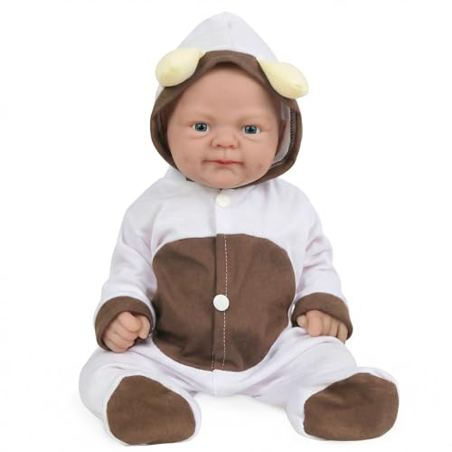 Vollence Bambola Neonato Realistica da 36 cm in Silicone, Corpo Interamente in Silicone, Bambola Neonata Morbida e Realistica Ragazza, Natale o Compleanno