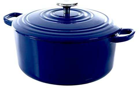 BK Olla de Hierro Fundido con Tapa, Horno Holandés con Revestimiento Esmaltado, Apto para Inducción, Horno y Lavavajillas, 28 cm/ 6.7L, Azul Oscuro