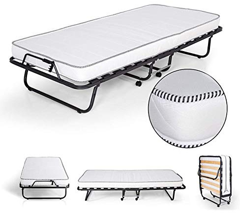 Materassi e Doghe Klappbett, mit Metallgestell, robust, bis 120 kg, klappbar, mit Memory Foam Matratze H 11 cm.