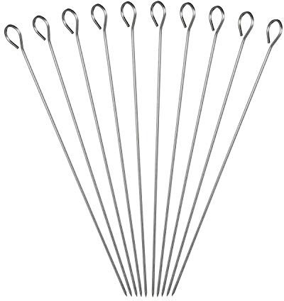 EUROXANTY Brochetas de Metal | Pinchos Parrilla y Aperitivos | Reutilizables | BBQ Queso Frutas Fondues | Pack 10 uds | 35 cm