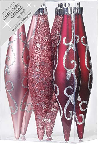 Weihnachtsschmuck Eiszapfen Oliven 6 STK. Kunstoff 15cm Christbaumschmuck Deko Weihnachten Christbaumkugeln Weihnachtsbaum Berry Kiss (Beere Glanz/matt)