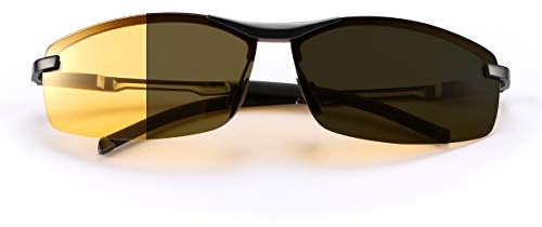 Polarized Photochromic Outdoor Sports Safety Sunglasses for Men Women Anti Glare UV400 Protection for Day and Night Driving Cycling Golf Running Cycling Fishing Eyewear Sun Glasses (A557Yellow)
