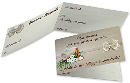 GHIBLI Buoni Regalo Estetista (da 50 a 250 pezzi) Buoni Omaggio Biglietti Pieghevoli Centro Estetico Gift Card Estetica Coupon Massaggi Cartoncino da Compilare Offerta Sconto Clienti (100)