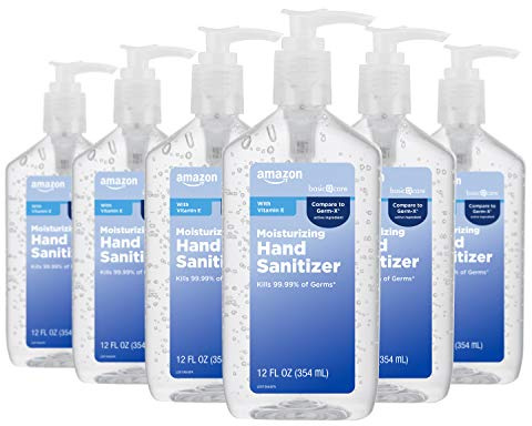 Amazon Basic Care Original Hand Sanitizer with Vitamin E, 62% Ethyl Alcohol, 12 fl oz, 6-Pack