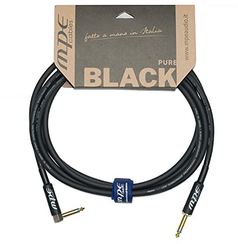 MPE - Cavo jack per chitarra, basso e strumenti musicali, Professionale Schermato Made in Italy 6,3mm MOD BLACKONE90 (3MT)