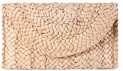 EVEOUT Handtasche aus gewebtem Stroh für Damen Vintage Clutches Brieftasche Strand Urlaubstasche