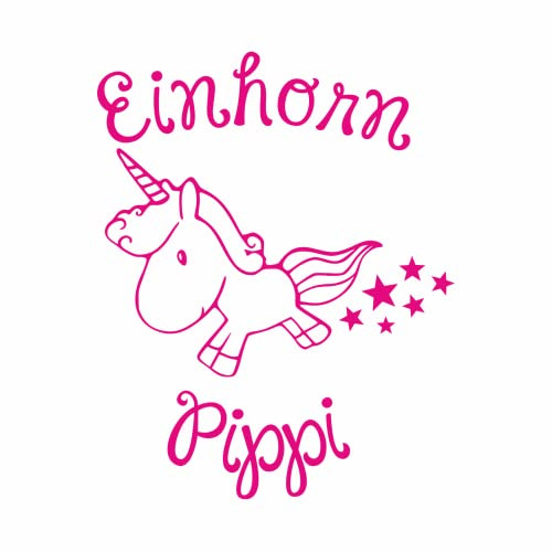 Autosticker Einhorn Pippi - Pink, 11 x 8,5 cm, hochwertiger Vinyl Autoaufkleber im lustigen Design, UV beständig und waschstraßenfest, Tankdeckel, Heckscheibe und Lack, Heckaufkleber, tradercat