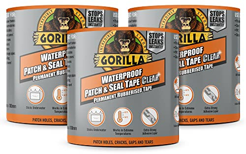 Gorilla Wasserfestes Flicken und Versiegelungsband, transparent, 2,4 m, 3 Stück