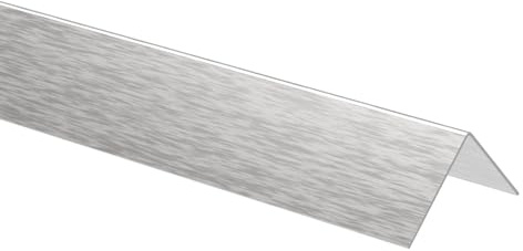 Edelstahl Winkelprofil für Kantenschutz (20x20 x 1000 mm, 0,8mm stark) - Edelstahl Winkel Leiste als Abschlussleiste und Kantenschoner für Wand - Kantenschutzprofil Eckschiene