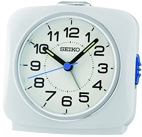 Seiko Clock QHE194W - Despertador analógico, Color Blanco