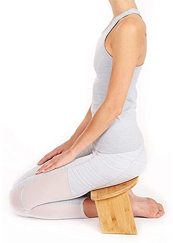 JYCCH Meditationsstuhl, Ergonomisch klappbare Meditationsbank aus Bambus, Perfekter Kniehocker ?Yoga-Bank für längeres Üben, Beige, Bambus