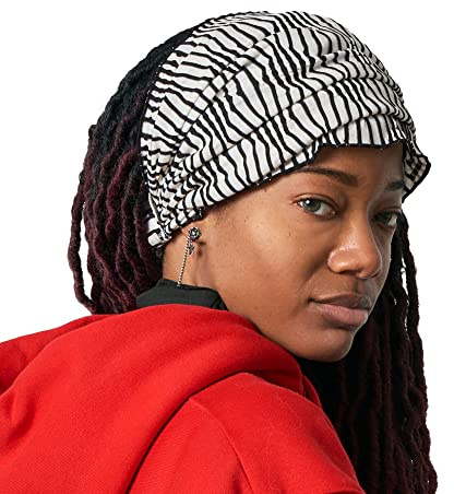 CHARM Bandeau Cheveux Femme Bandana Soleil - Foulard Jersey Durable Avec Elastique Large Style Boheme Yoga Hair Pour l'Été Motif Labyrinthe