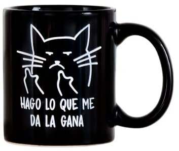 Miss Miserable - taza para desayuno original con mensaje Gato macarra negro de cerámica - regalos originales