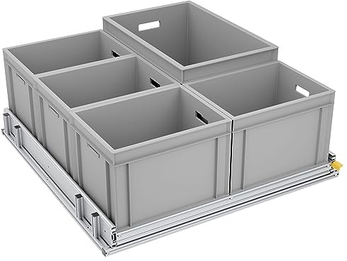 Tinobu Auszugsystem für Selbstausbau in Wohnmobilen, Länge 90cm, Belastung bis 220kg, Auszugsregal (Breite: 80cm)