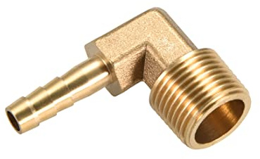 M METERXITY Ottone Tubo flessibile Portagomma Raccordi - 90 Grado Gomito Ottone 6mm Spinato Riduttore Applica a Acqua Carburante (3/8 PT Maschio Tubo)
