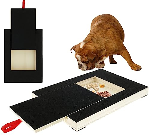JTWEB Dog Nail Scratch Board File - Wooden Dog Nail Grinding Pad with Built-in Snack Box and Sandpaper for Paws Care