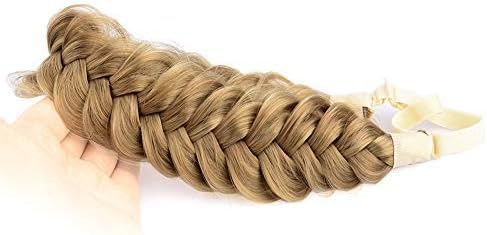 BOBIYA Messy Wide 2 Stränge Synthetisches Haar Auburn Geflochtenes Stirnband Klassisches Chunky Geflochtenes Stirnband Elastisches Stretch Geflochtenes Haarband (Dunkelblond)