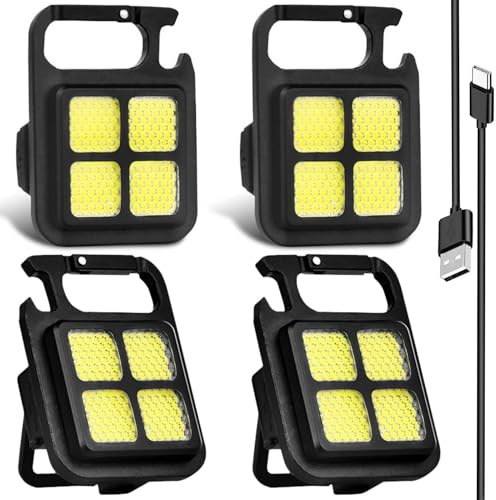 4 mini luci da lavoro a LED portatili, mini luci di ispezione LED, mini torcia a LED, 4 modalità, portachiavi impermeabile, lampada da lavoro a LED, per campeggio, illuminazione di emergenza