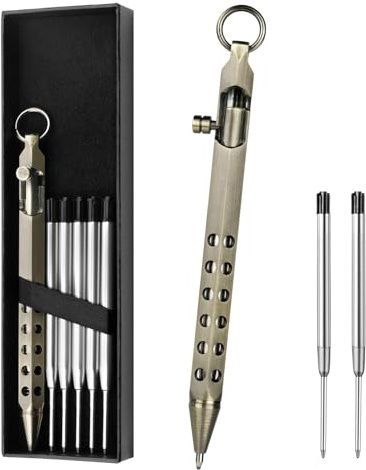 AUAUY Bolt Action-Penna Med Presentfodral, Retro Indragbar Lättmetallpenna, Kulspetspenna Med 5 Extra Påfyllningar, Bläckpåfyllningsbar Kontorsskolapresent Till Elever, Pappa, Kollega, Pojkvän, Make