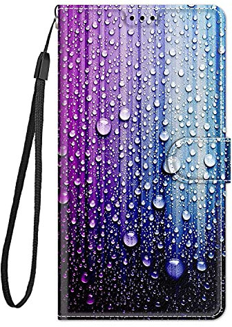 Adolasx Kompatibel für Huawei P20 Pro Hülle Leder mit Band Motiv Kartenfach Klappbar Flip Tier Hüllen [Magnetisch] Handyhülle Bumper PU Cover Case - Wasser
