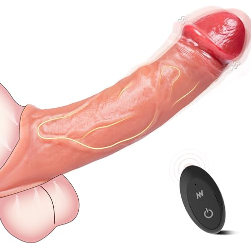 Elektrischer Realistische Penismanschetten Vibrator Sex Spielzeug für die Männer - 10 Vibrationsmodi Sexspielzeug für Paare, Silikon Dildo Penishülle für Penisvergrößerung und Zeit Verlängern Extrem