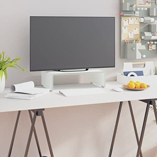 Camerina TV-Aufsatz/Monitorerhöhung Glas Grün 40x25x11 cm Monitorständer Notebookständer Erhöhung für Fernseher TV