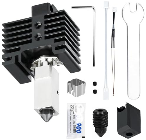 HIKUDIY Upgraded Hotend Kit für Bambu Labs X1/X1C 3D-Drucker, mit plattiertem Kupfer-Heizblock Titanium Heat Break, extra gehärteter Stahldüse, Hotend Silikonsocke, Thermistor (nicht für P1S/P1P)