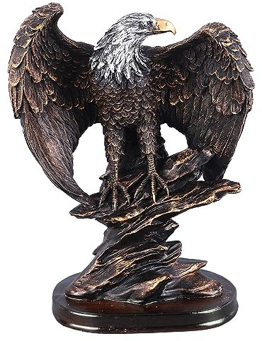 Statue d'aigle, Figurine de tête de d'aigle en Résine, Figurine d'aigle Patriotique, Sculpture Animale en Style Rétro, Couleur Bronzée Aigle Décoration de Bureau, pour Bureau, Famille, Café, Salon