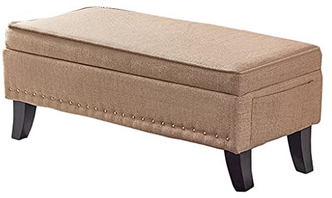 Aufbewahrungs-Ottoman-Bank, Spielzeugtruhe, Fußstütze, Sitz, violetter Stoff, für Schlafzimmer, Wohnzimmer, Flur, Mehrzweck-Pouf, Bett-End-Hocker